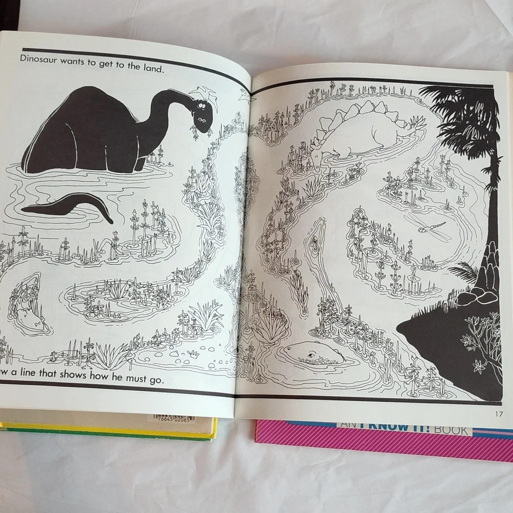 7 Vintage Pre-K Kindergarten & First Grade Educational Workbooks Coloring Books